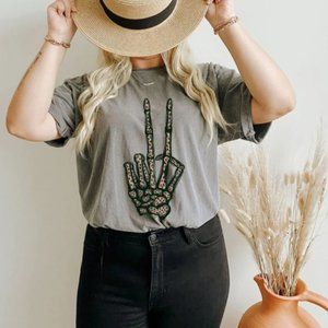 Skeleton Cheetah Peace Graphic Tee